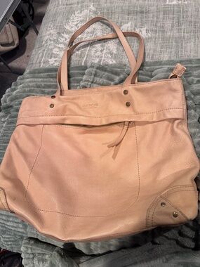 American Leather Co beige Leather Tote Bag